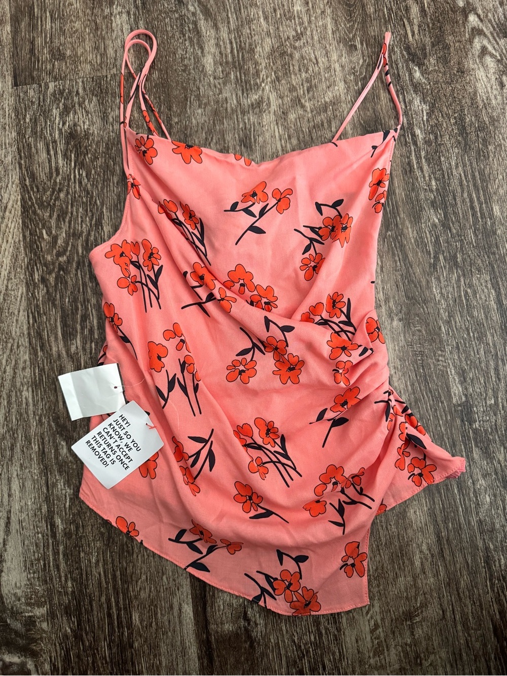 Topshop Coral Pink Floral Slip Camisole